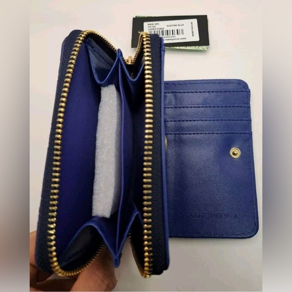 Badgley Mischka Zip Around Wallet Electric Blue Monogram Vegan Leather NWT Glam - Picture 8 of 9